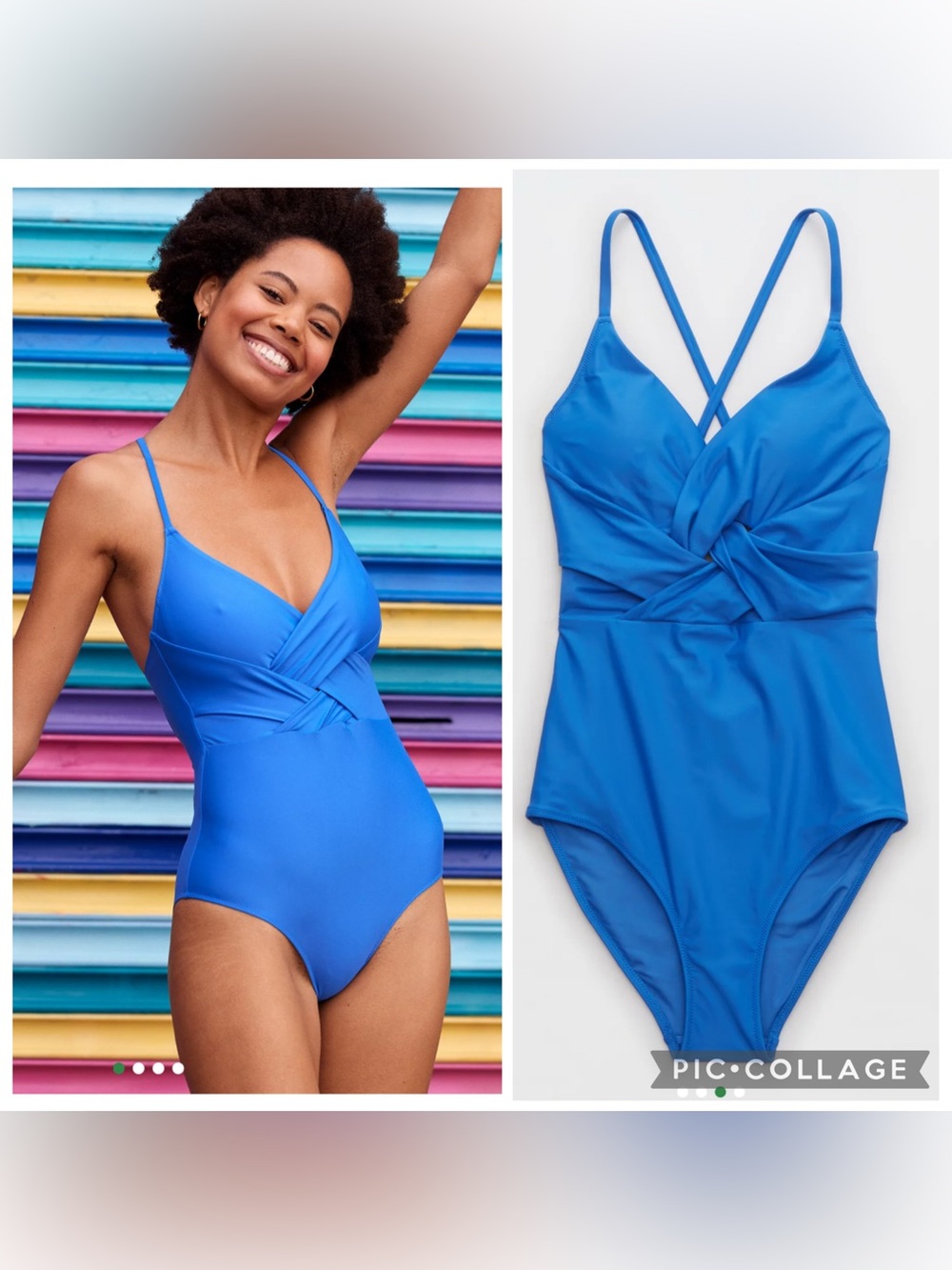 aerie Braided One Piece Swimsuit with Twist Front size XL long